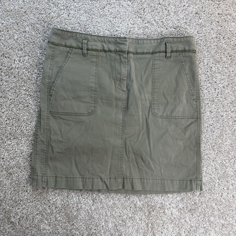 LOFT Skirt Womens 4 Green Solid Twill Short Pencil Casual Pockets Cotton Stretch